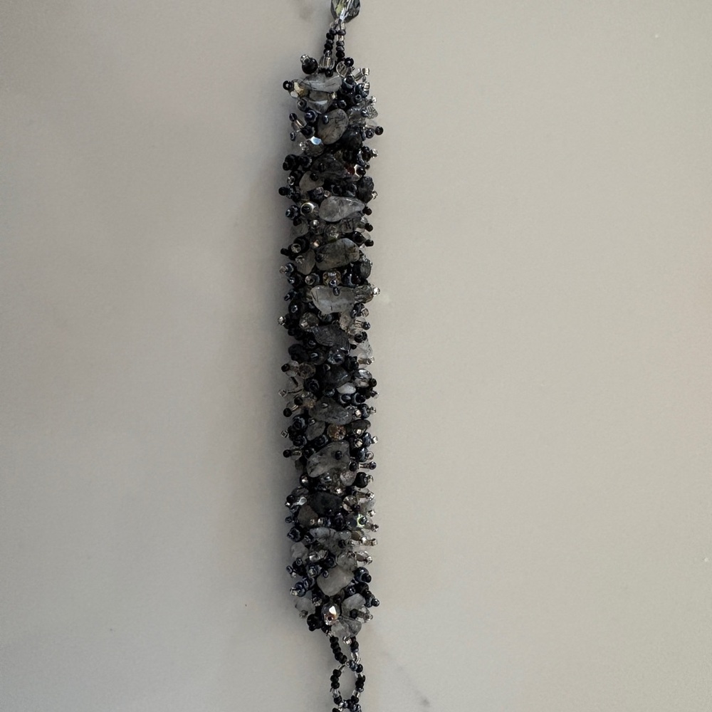 Elegant Black and Gray Beaded Bracelet